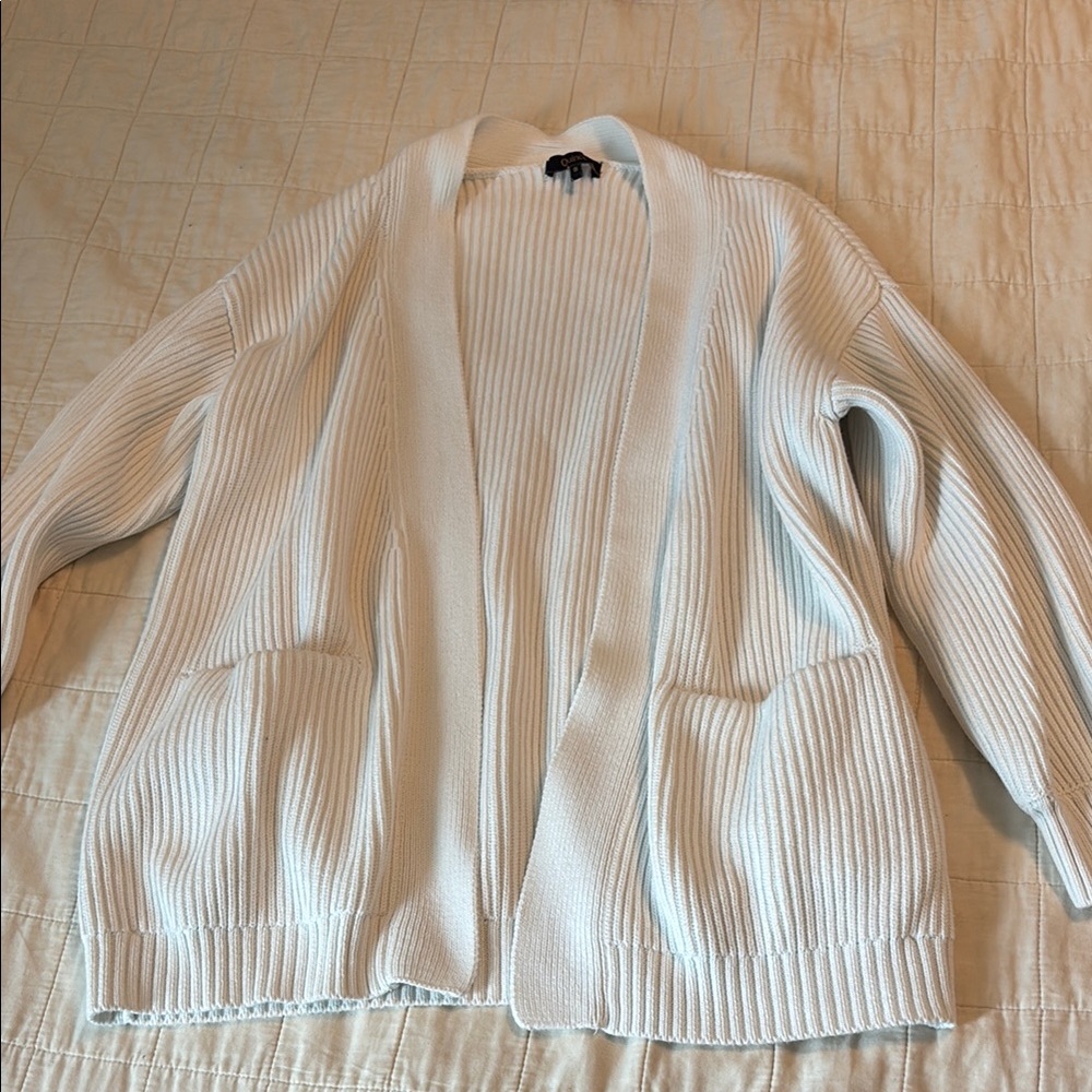 Quince White Organic Cotton Sweater Cardigan